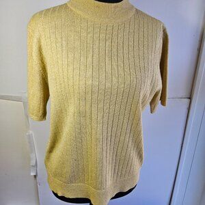 Sag Harbor Gold Glitter Women's Sweater Petite Medium
